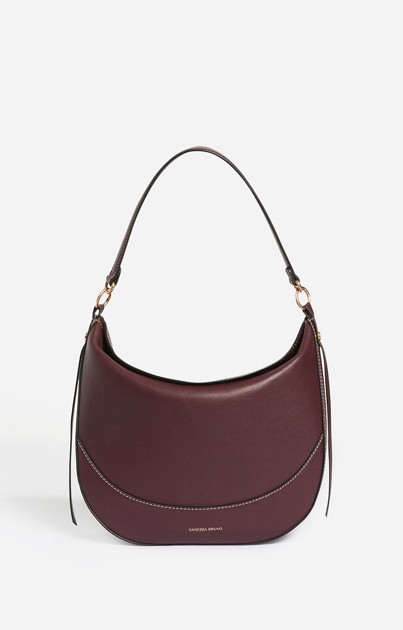 Vanessa Bruno | Daily Half-Moon Tote Bag in Leather Bordeaux