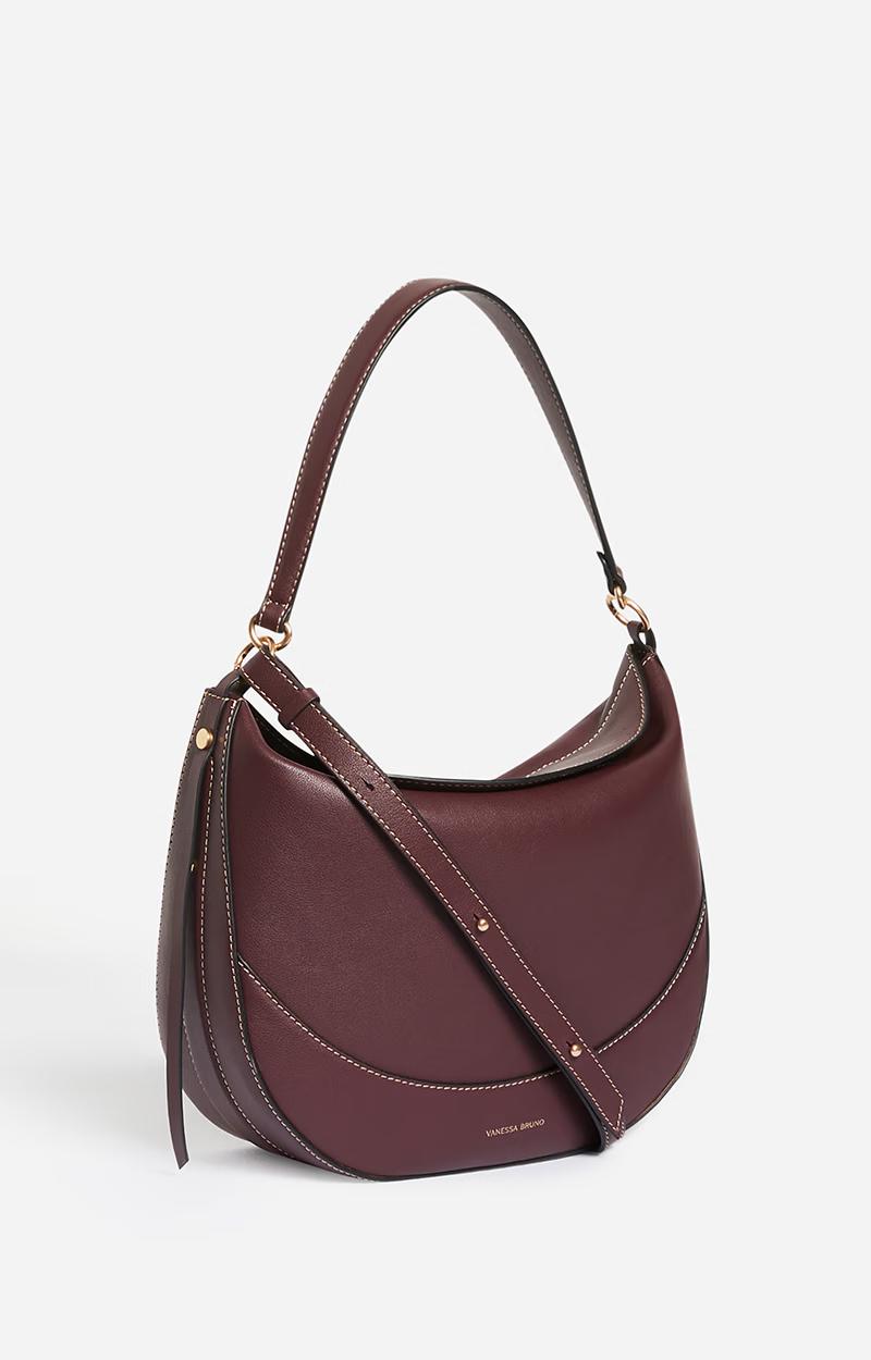 Vanessa Bruno | Daily Half-Moon Tote Bag in Leather Bordeaux