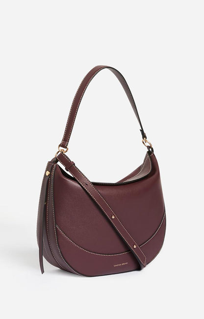Vanessa Bruno | Daily Half-Moon Tote Bag in Leather Bordeaux