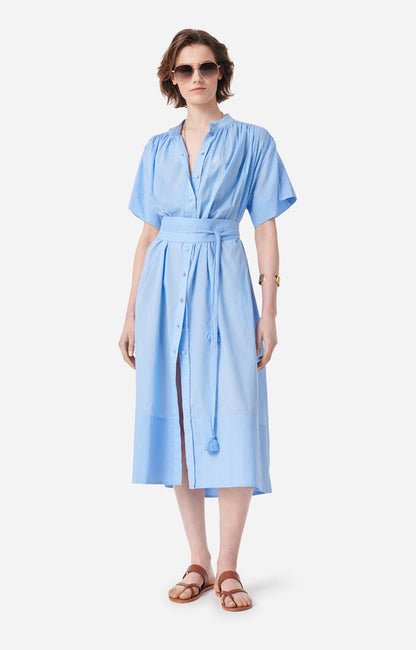 Vanessa Bruno | Ruching Shirtdress in Cotton Bleuet