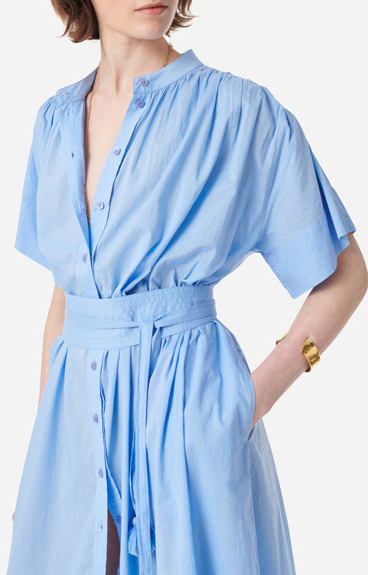 Vanessa Bruno | Ruching Shirtdress in Cotton Bleuet