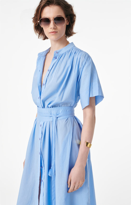Vanessa Bruno | Ruching Shirtdress in Cotton Bleuet