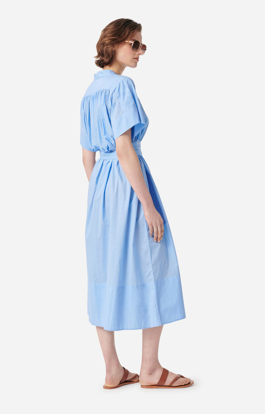 Vanessa Bruno | Ruching Shirtdress in Cotton Bleuet