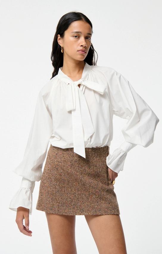 Vanessa Bruno | Lavallière Blouse in Crisp Cotton Poplin Ecru
