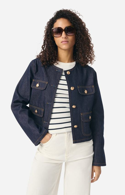 Vanessa Bruno | V.B. Collarless Jacket - Royal Blue Denim