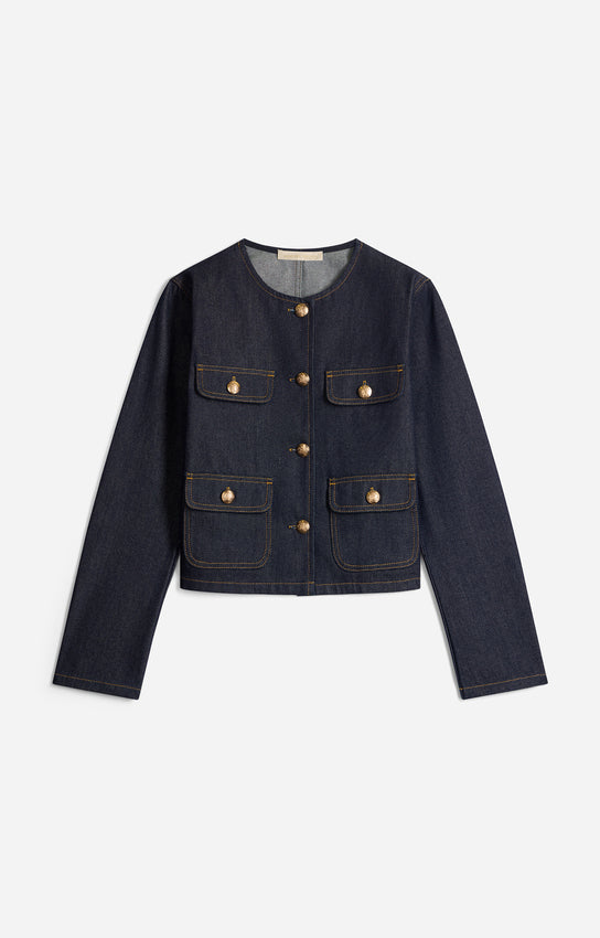 Vanessa Bruno | V.B. Collarless Jacket - Royal Blue Denim
