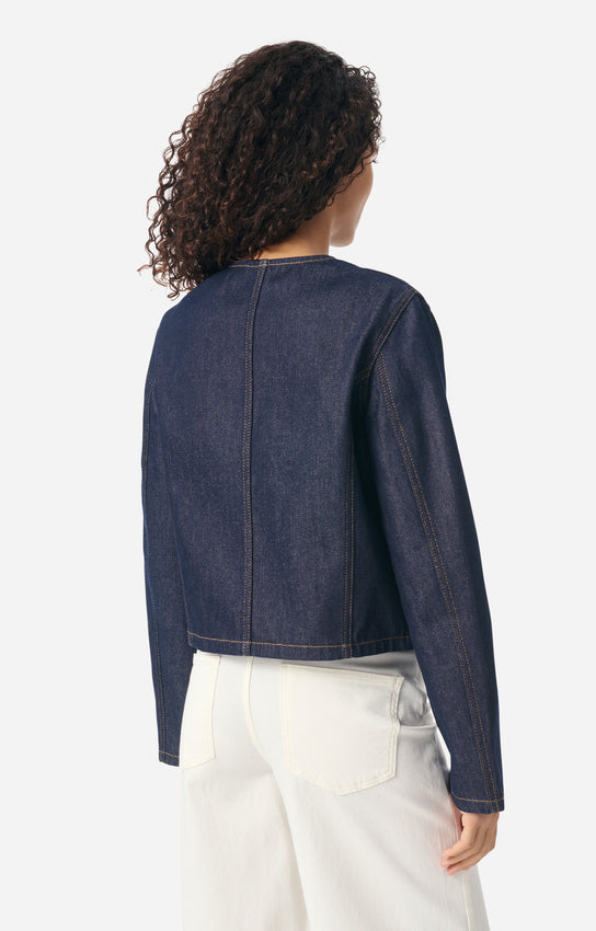 Vanessa Bruno | V.B. Collarless Jacket - Royal Blue Denim