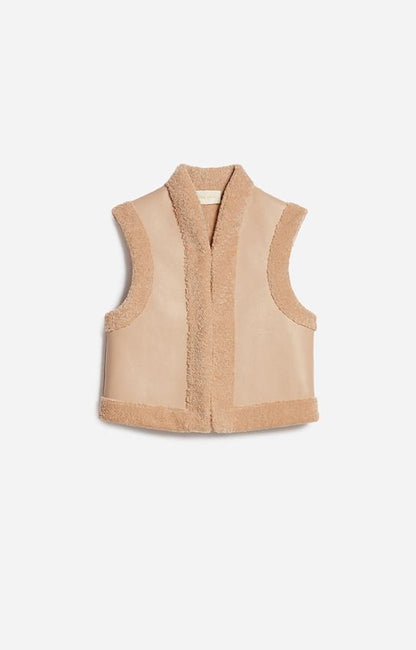 Vanessa Bruno | Faux Sheepskin Structured Vest - Biscuit