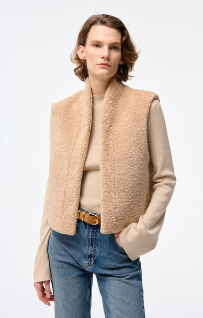 Vanessa Bruno | Faux Sheepskin Structured Vest - Biscuit