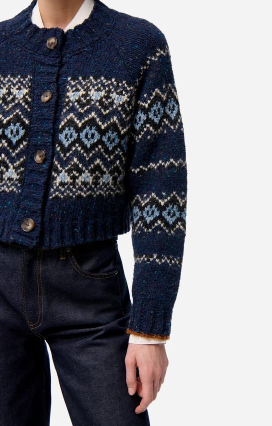 Vanessa Bruno | Damas Jacquard Cardigan - Wool Marine