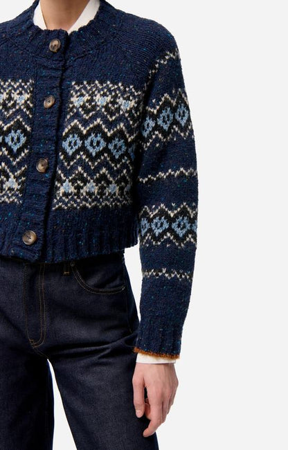 Vanessa Bruno | Damas Jacquard Cardigan - Wool Marine