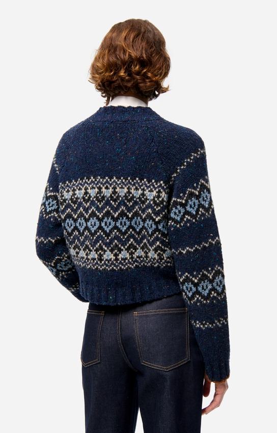 Vanessa Bruno | Damas Jacquard Cardigan - Wool Marine