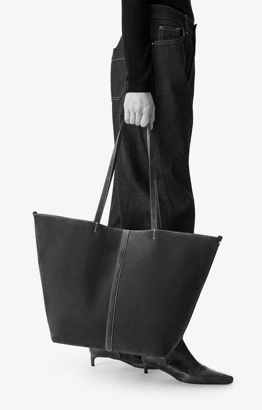 Vanessa Bruno | Velvet Leather Tote Bag - Oversized Everyday Carry Amer