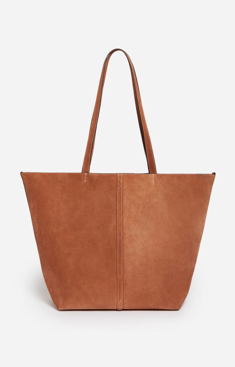 Vanessa Bruno | Velvet Leather Tote Bag in Brown Biscuit