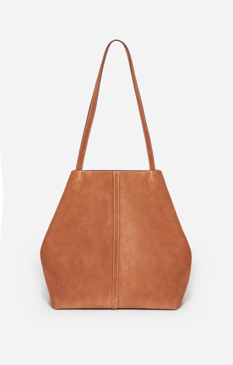 Vanessa Bruno | Velvet Leather Tote Bag in Brown Biscuit