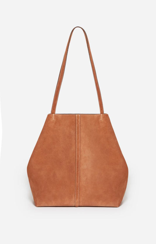 Vanessa Bruno | Velvet Leather Tote Bag in Brown Biscuit