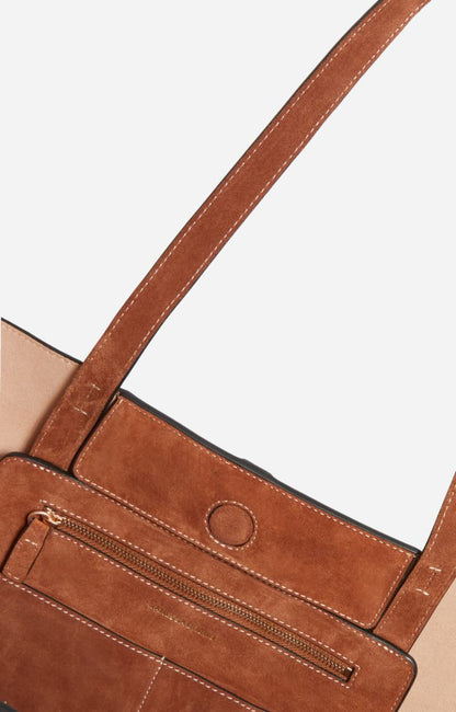 Vanessa Bruno | Velvet Leather Tote Bag in Brown Biscuit