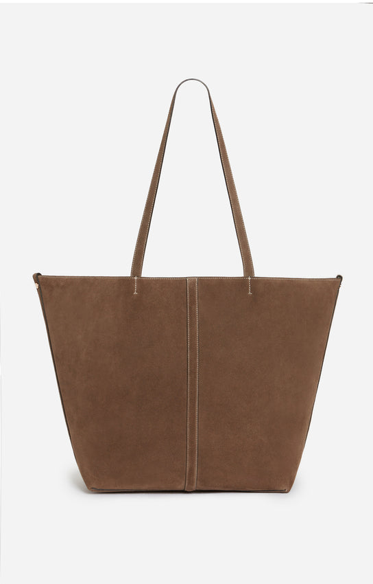 Vanessa Bruno | Velvet-Finish Tote in Cowhide Leather Taupe