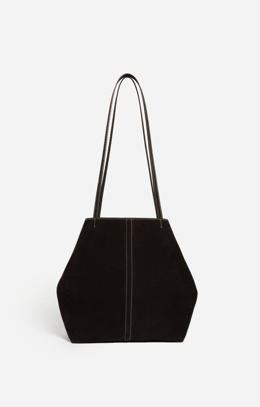 Vanessa Bruno | Small Tote Bag - Velvet-Finish Leather in Black