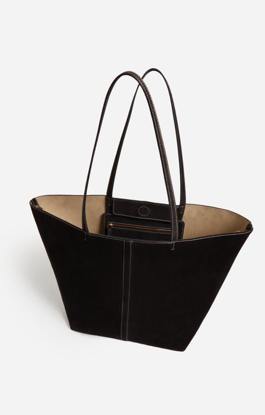 Vanessa Bruno | Small Tote Bag - Velvet-Finish Leather in Black