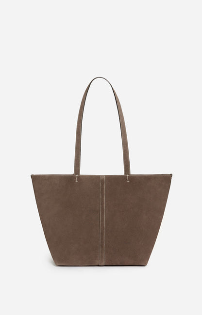 Vanessa Bruno | Small Velvet Leather Tote Bag in Taupe