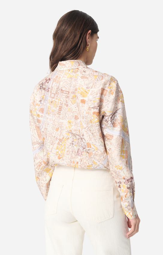 Vanessa Bruno | Women's Carte de Paris Print Blouse in Flowing Viscose - Miel