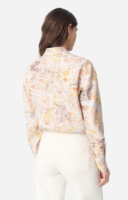 Vanessa Bruno | Women's Carte de Paris Print Blouse in Flowing Viscose - Miel