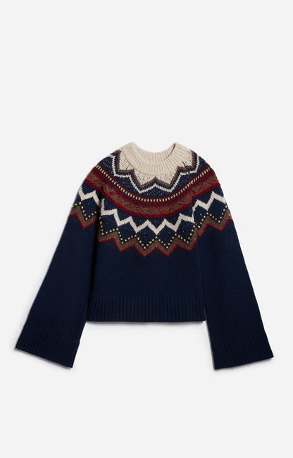 Vanessa Bruno | Jacquard Merino Wool Pullover - Marine