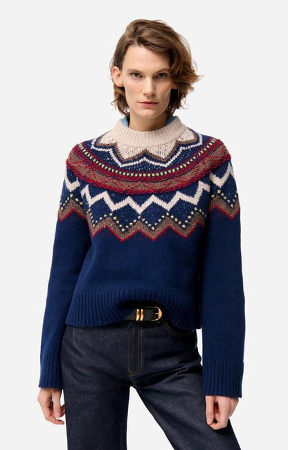 Vanessa Bruno | Jacquard Merino Wool Pullover - Marine