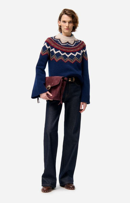 Vanessa Bruno | Jacquard Merino Wool Pullover - Marine