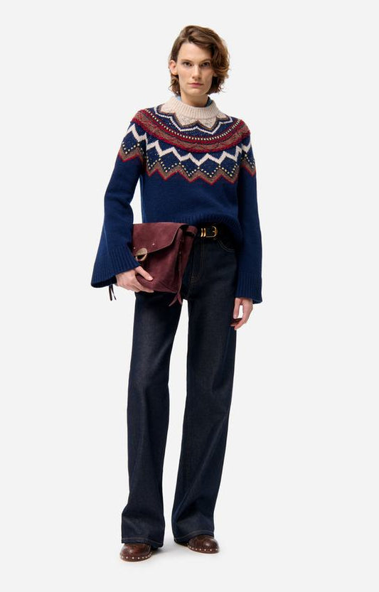 Vanessa Bruno | Jacquard Merino Wool Pullover - Navy