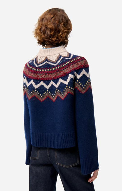 Vanessa Bruno | Jacquard Merino Wool Pullover - Marine
