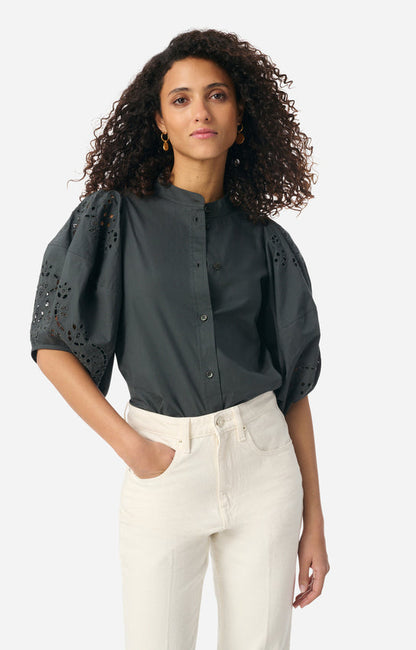 Vanessa Bruno | Sculpted Cotton Poplin Blouse - Storm Grey Orage