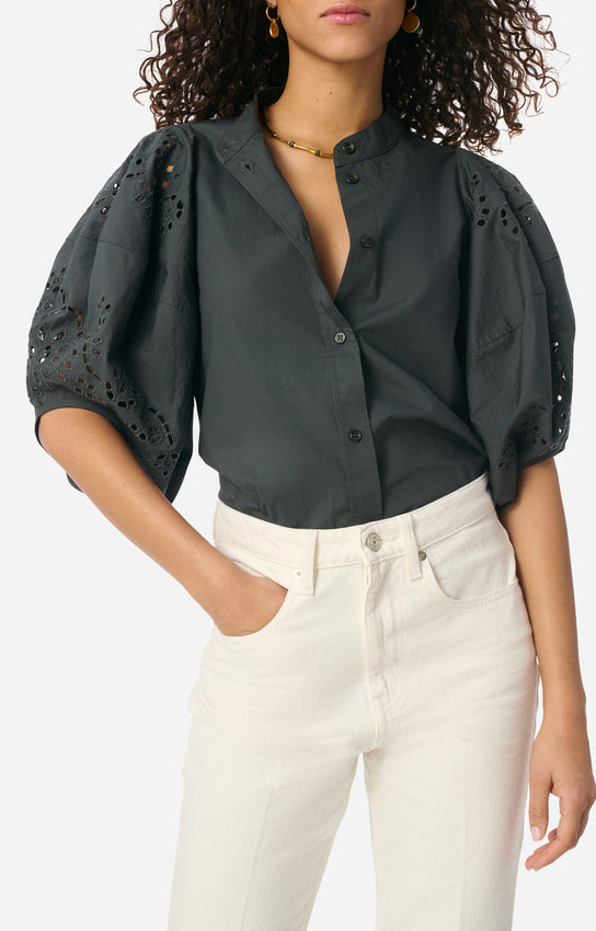 Vanessa Bruno | Sculpted Cotton Poplin Blouse - Storm Grey Orage
