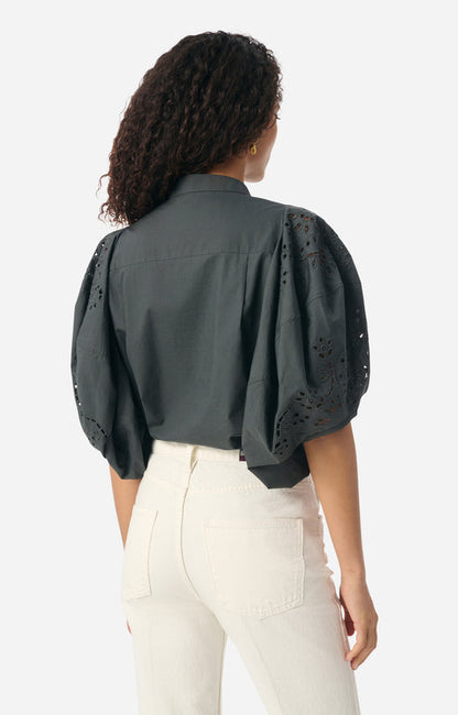 Vanessa Bruno | Sculpted Cotton Poplin Blouse - Storm Grey Orage