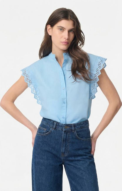 Vanessa Bruno | Gathered Shoulder Poplin Blouse - Azur