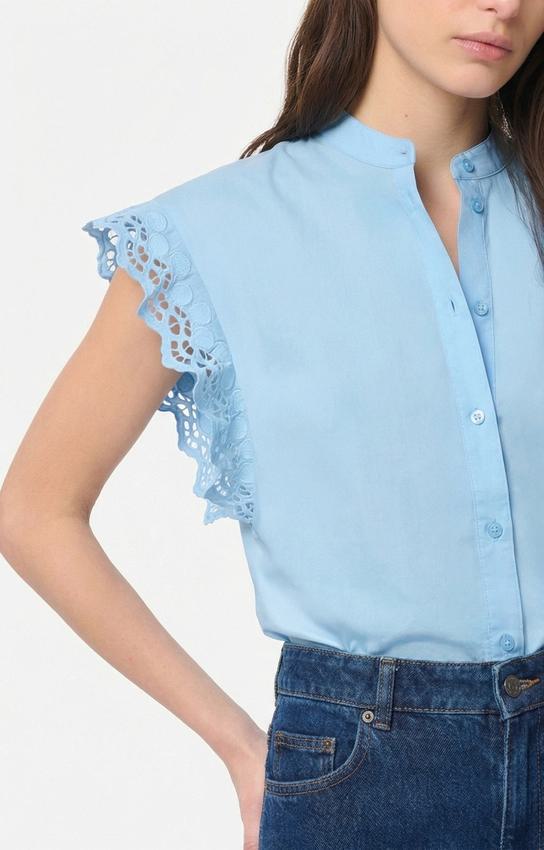 Vanessa Bruno | Gathered Shoulder Poplin Blouse - Azur