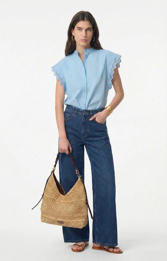 Vanessa Bruno | Gathered Shoulder Poplin Blouse - Azur