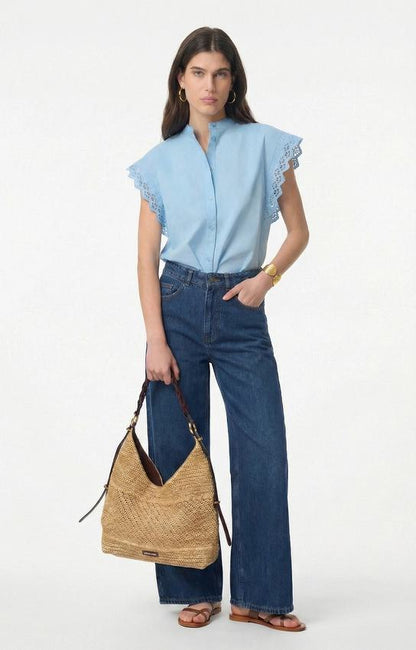 Vanessa Bruno | Gathered Shoulder Poplin Blouse - Azur