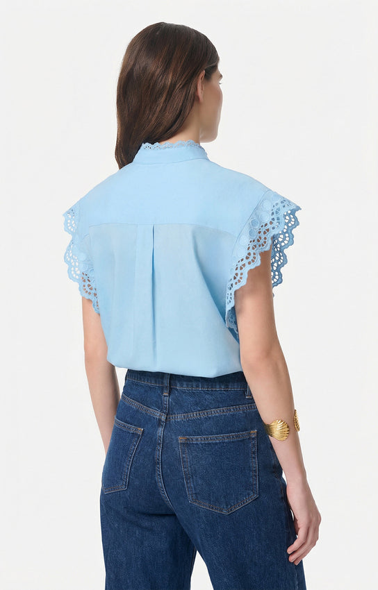 Vanessa Bruno | Gathered Shoulder Poplin Blouse - Azur