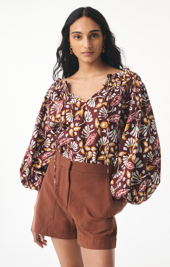 Vanessa Bruno | Enya Floral Poplin Blouse - Brown