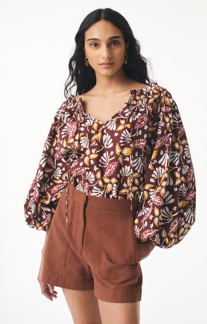 Vanessa Bruno | Enya Floral Poplin Blouse - Brown