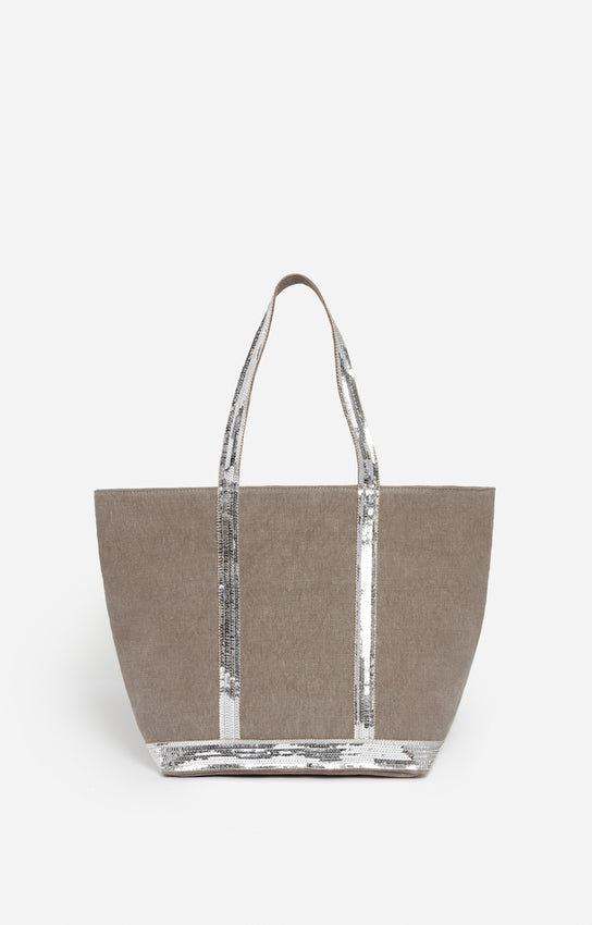 Vanessa Bruno | Linen Cabas Tote with Sequins - Calcaire