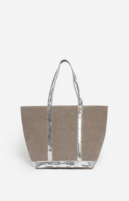 Vanessa Bruno | Linen Cabas Tote with Sequins - Calcaire