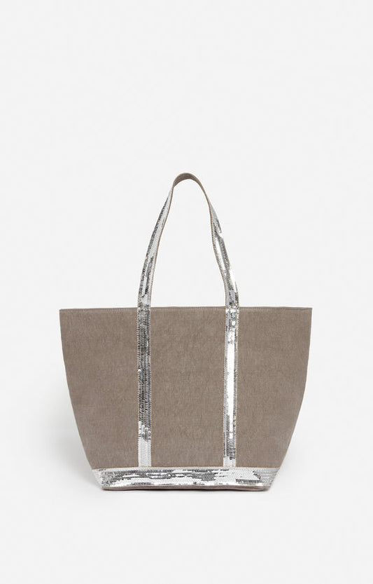 Vanessa Bruno | Linen Cabas Tote with Sequins - Calcaire