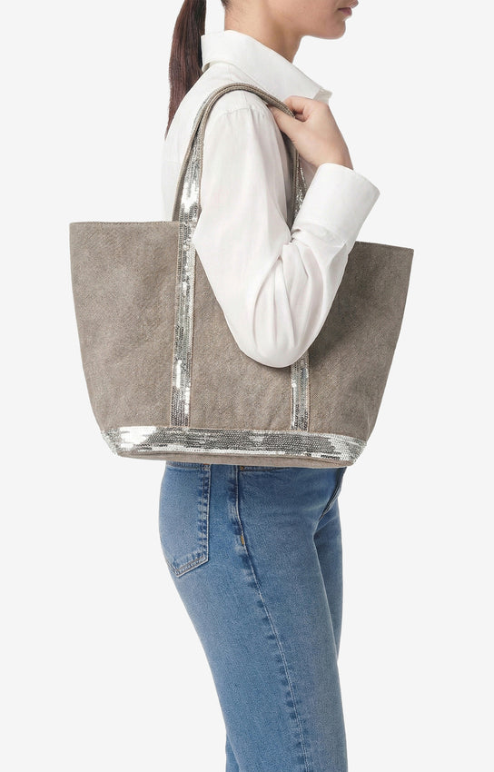 Vanessa Bruno | Linen Cabas Tote with Sequins - Calcaire