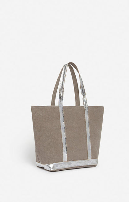 Vanessa Bruno | Linen Cabas Tote with Sequins - Calcaire