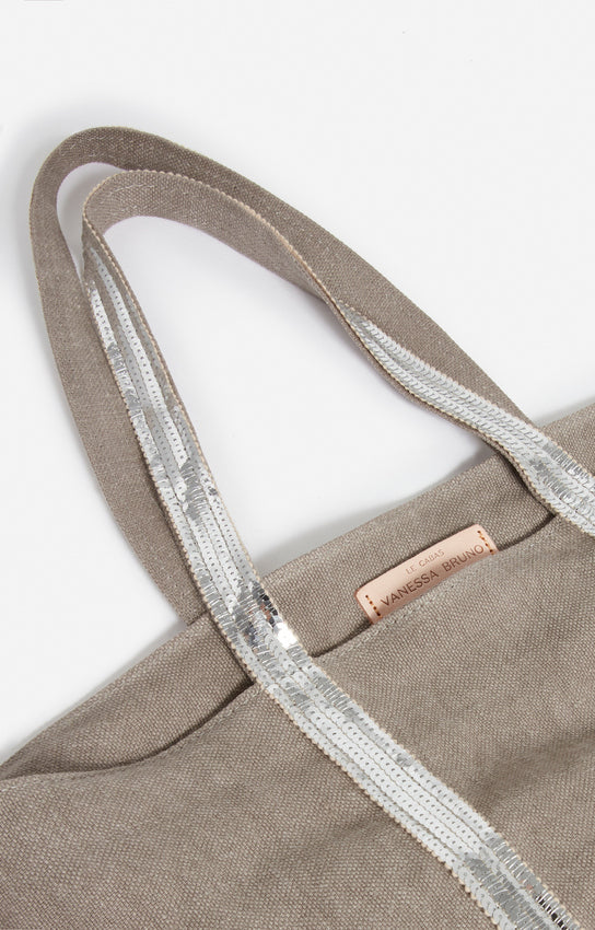 Vanessa Bruno | Linen Cabas Tote with Sequins - Calcaire