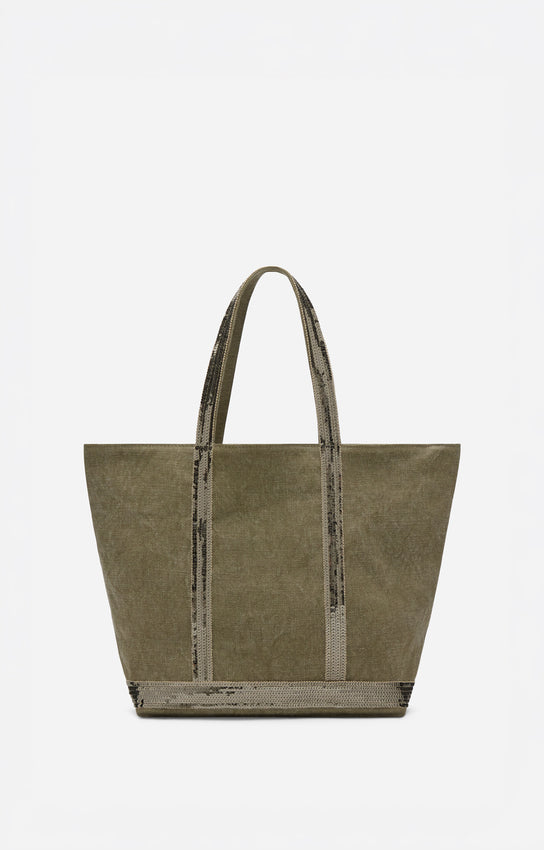 Vanessa Bruno | Le Cabas M Tote - Linen with Sequins Kaki