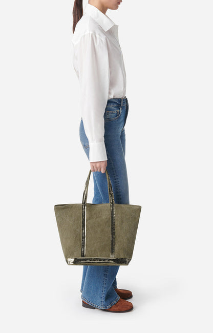 Vanessa Bruno | Le Cabas M Tote - Linen with Sequins Kaki